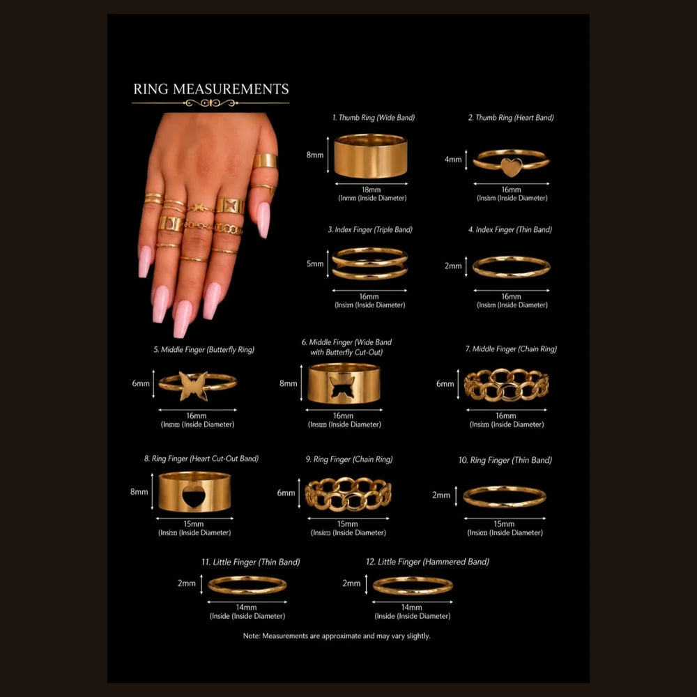 ZHome 11 Rings Combo for Women – Anti Tarnish Gold Plated Stackable Ring Set