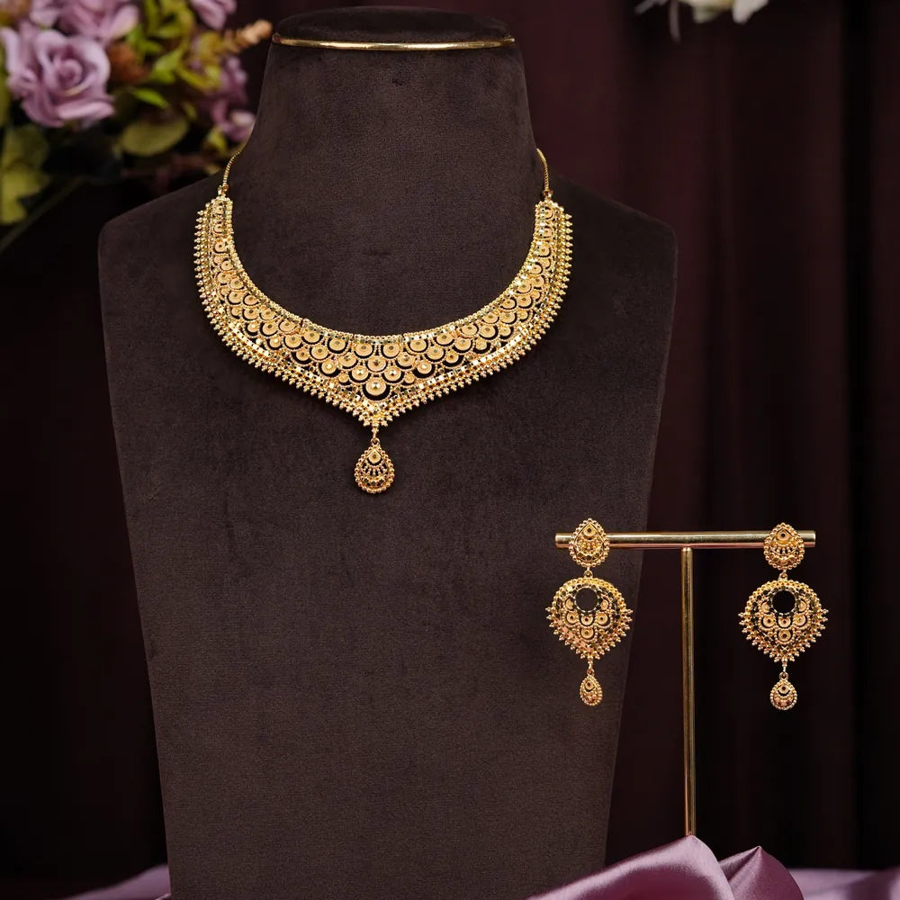 Product image of Royal Radiance One Gram Gold Short Necklace Set – image 11