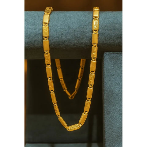 Royal Greek Link One Gram Gold Plated Men’s Chain – 20 Inch | 12–17g | 5mm