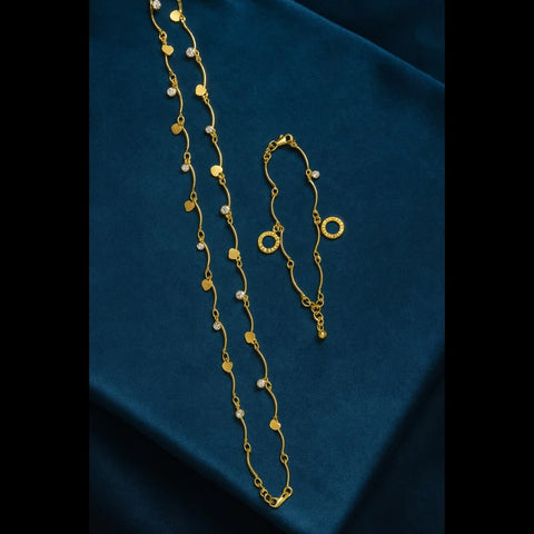 Zhome  Onegram Gold-Plated Heart Charm Necklace with AD Stones – Handmade Romantic Jewellery
