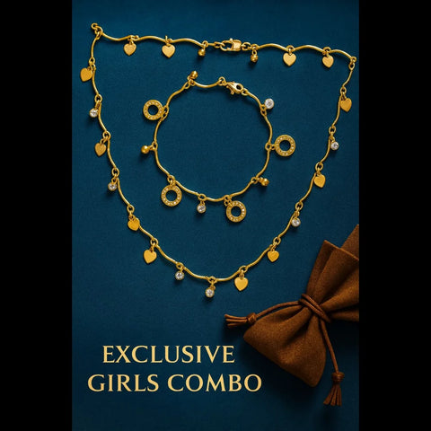 Zhome  Onegram Gold-Plated Heart Charm Necklace with AD Stones – Handmade Romantic Jewellery