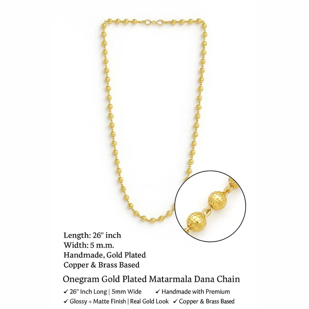 Onegram Gold Plated Matarmala Dana Chain – 22-26" Traditional Real Gold Look