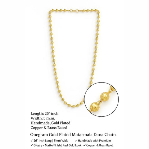 Onegram Gold Plated Matarmala Dana Chain – 22-26" Traditional Real Gold Look
