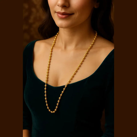 Onegram Gold Plated Matarmala Dana Chain – 22-26" Traditional Real Gold Look