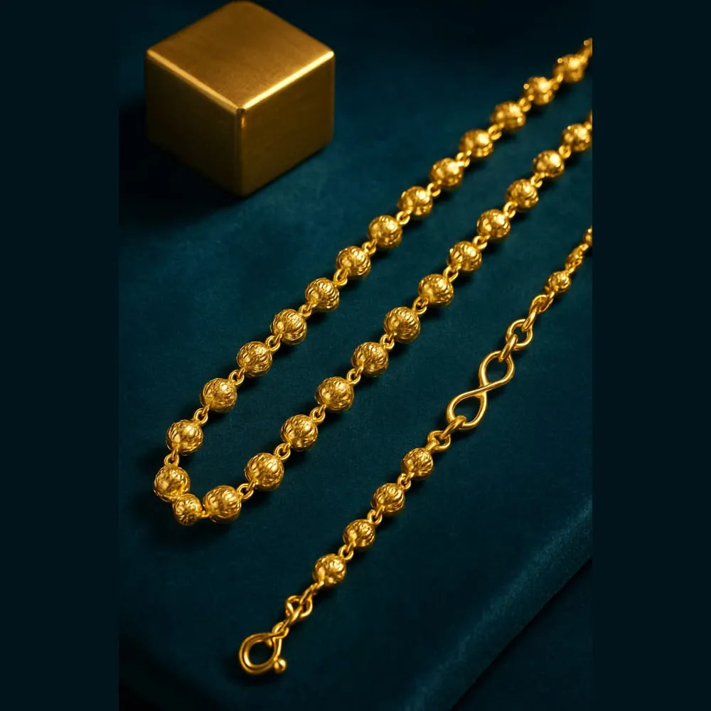 Onegram Gold Plated Matarmala Dana Chain – 22-26" Traditional Real Gold Look