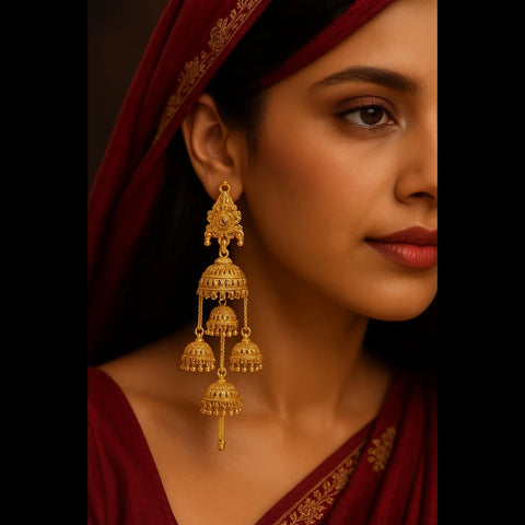 Exclusive Screwback Multi-Layer Jhumka Earrings – One Gram Gold Plated Handmade