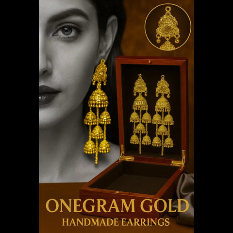 Exclusive Screwback Multi-Layer Jhumka Earrings – One Gram Gold Plated Handmade