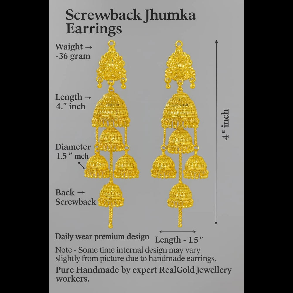Exclusive Screwback Multi-Layer Jhumka Earrings – One Gram Gold Plated Handmade