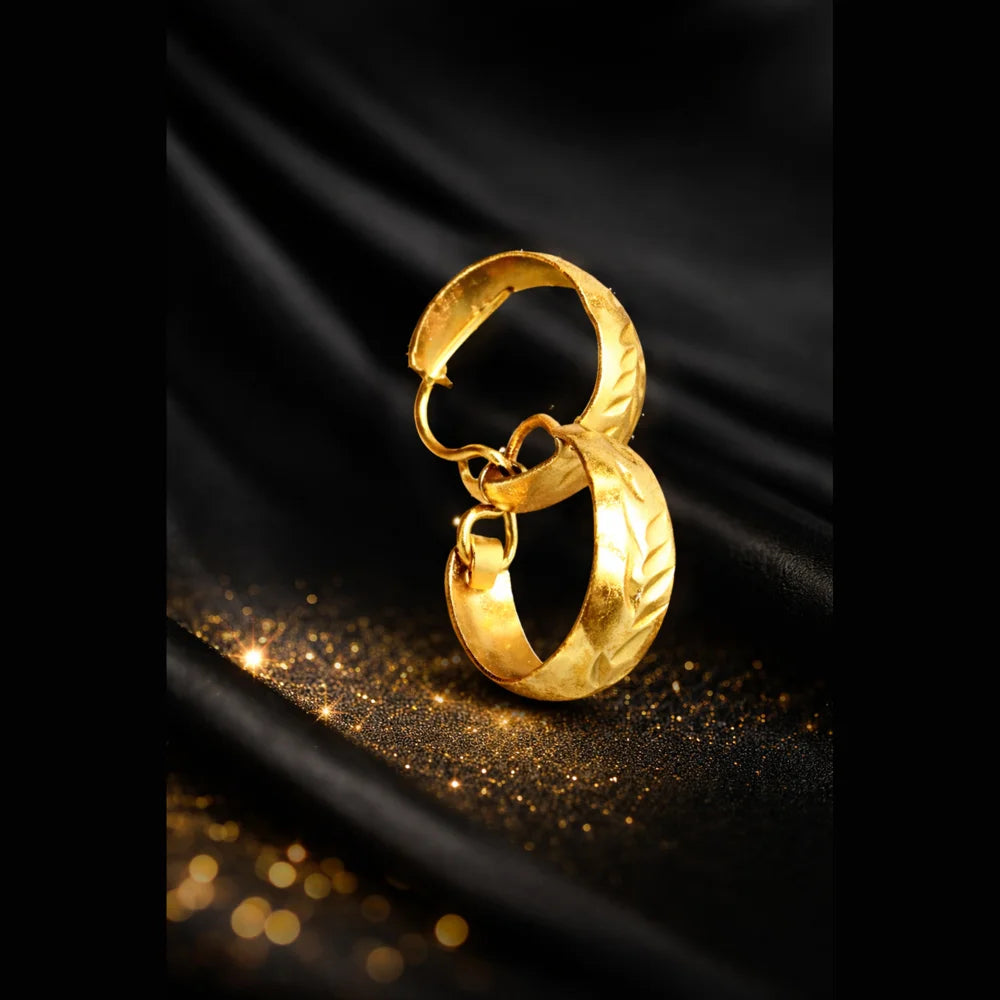 ZHome Gold-Plated Textured Hoop Earrings for Men (Premium Dual Ring Design)