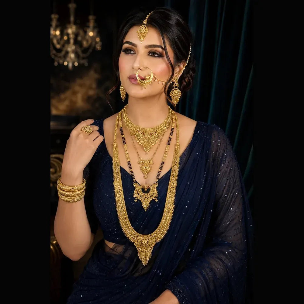RajRani Traditional Gold Look Jewellery Combo Set | Necklace, Earrings, Bangles & More