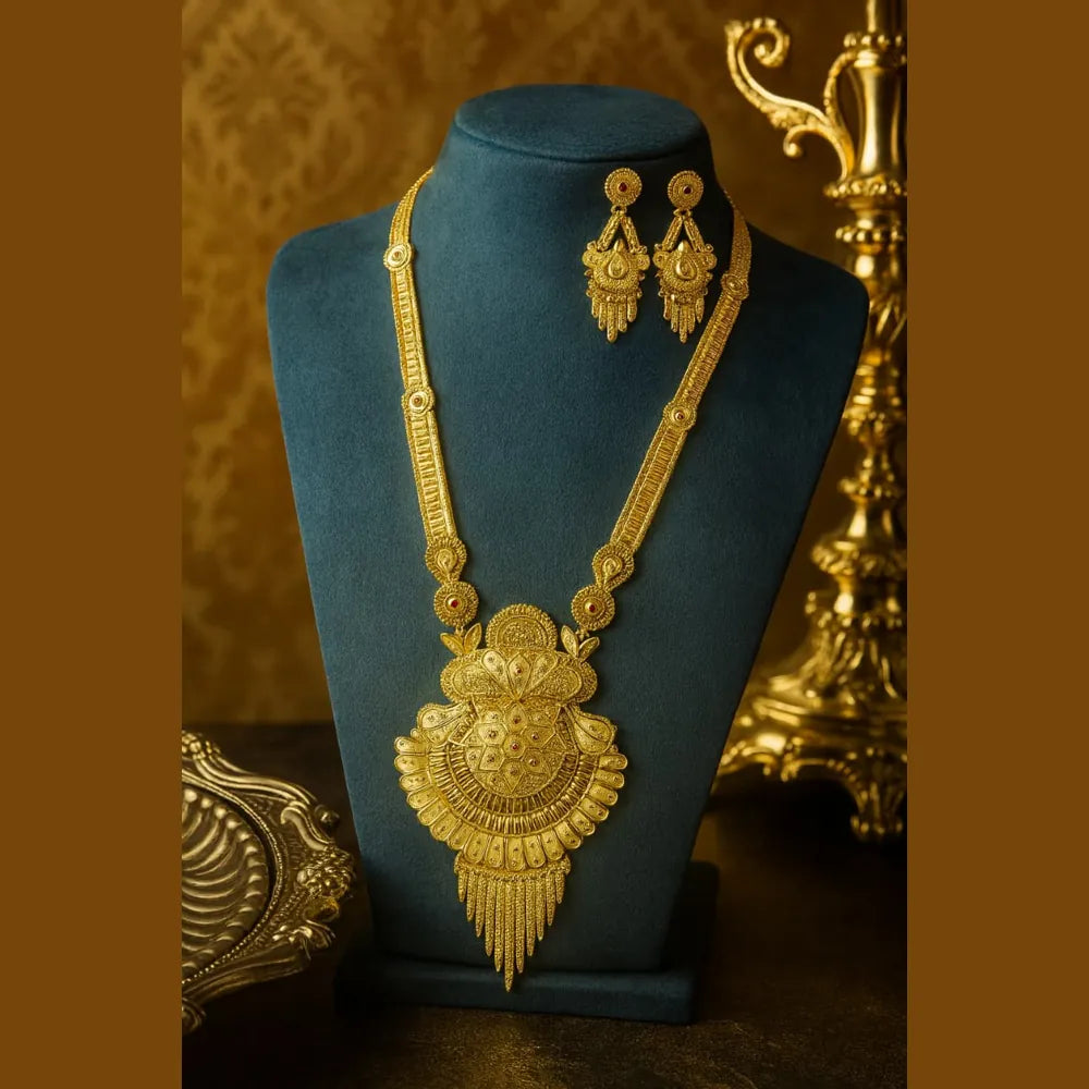 Long Necklace Set - Gold Look Bridal & Party Wear | Traditional Indian Wedding Jewelry Online