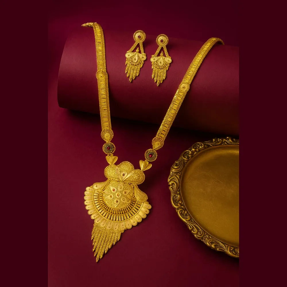 Long Necklace Set - Gold Look Bridal & Party Wear | Traditional Indian Wedding Jewelry Online