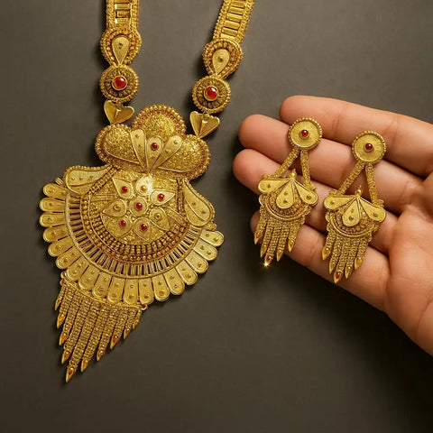 Long Necklace Set - Gold Look Bridal & Party Wear | Traditional Indian Wedding Jewelry Online