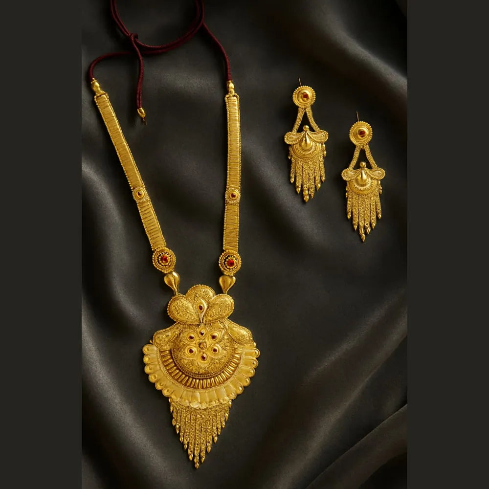 Long Necklace Set - Gold Look Bridal & Party Wear | Traditional Indian Wedding Jewelry Online