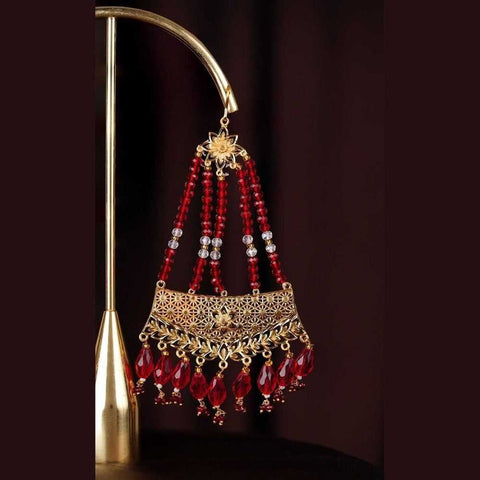 Red Beaded Bridal Necklace Set with Earrings