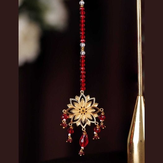 Red Beaded Bridal Necklace Set with Earrings