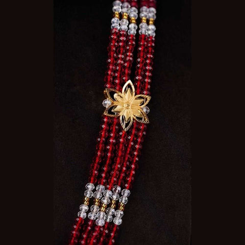 Red Beaded Bridal Necklace Set with Earrings