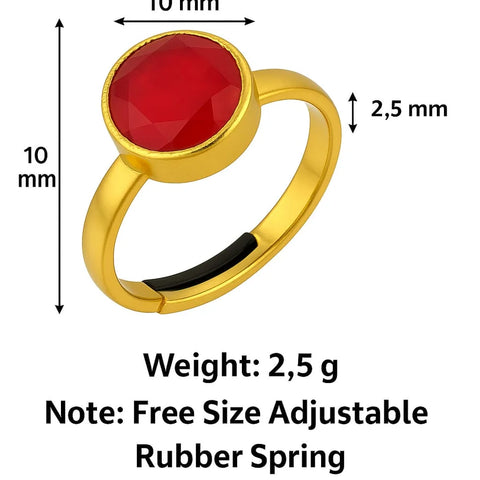 Red Stone  Gold-Plated Ring – Unisex, Elegant & Free Size