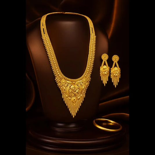 Product image of Long Necklace Jewelry Set | Lustre Luxe Radiant Gold-Tone Necklace – image 1
