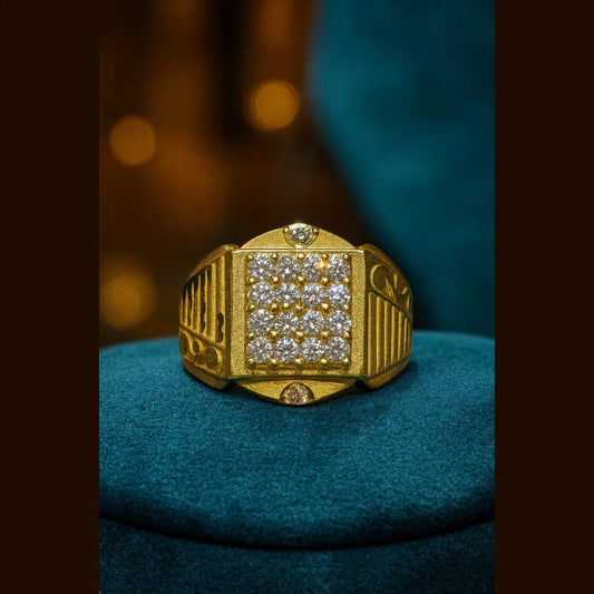 Product image of Gold-Plated Adjustable Men’s Finger Ring with AD Stones – 5g Free Size – image 1