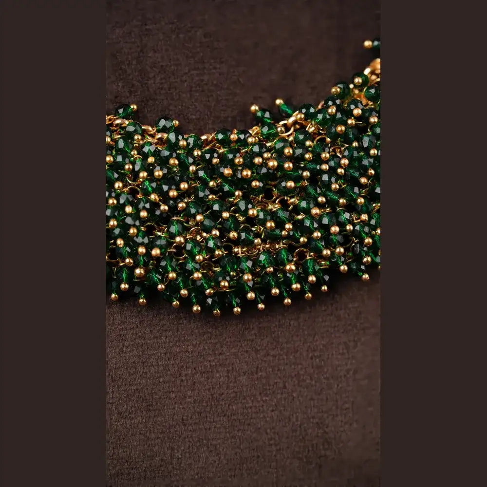 Product image of Green Beaded Layered Necklace Set Antique Gold Finish – image 3
