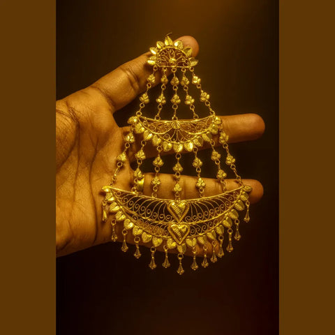 Heavy Gold Look Traditional Chapka | Bridal Hair Ornament