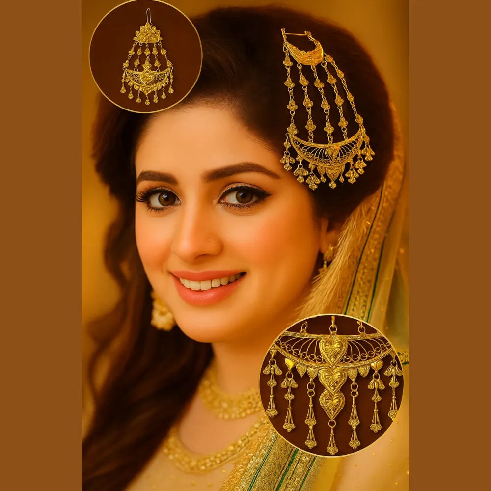 Heavy Gold Look Traditional Chapka | Bridal Hair Ornament