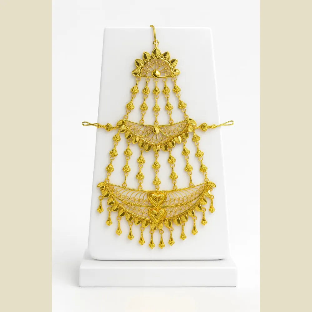 Heavy Gold Look Traditional Chapka | Bridal Hair Ornament