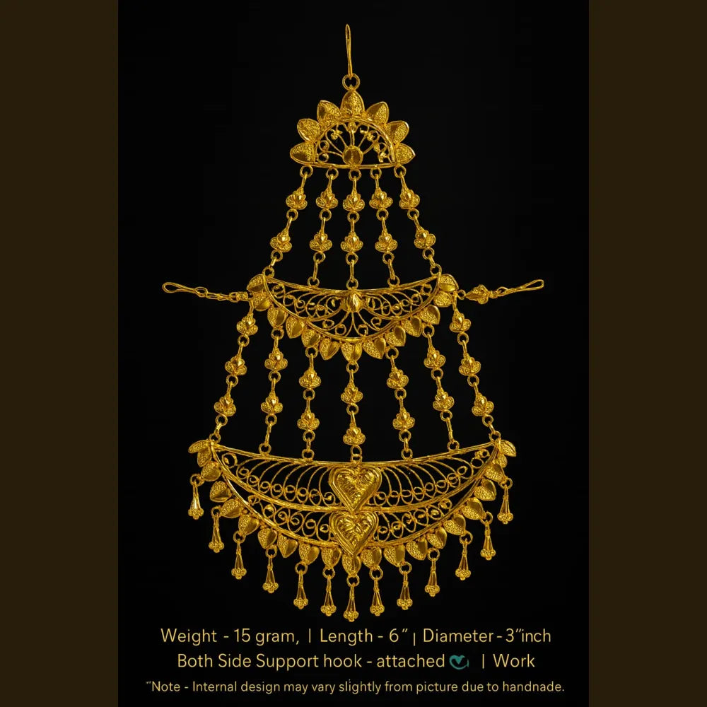 Heavy Gold Look Traditional Chapka | Bridal Hair Ornament