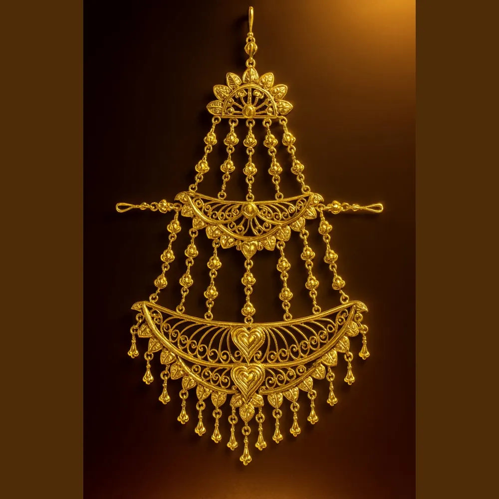 Heavy Gold Look Traditional Chapka | Bridal Hair Ornament