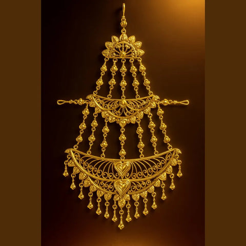 Heavy Gold Look Traditional Chapka | Bridal Hair Ornament