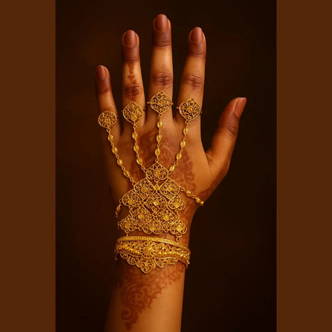 Royal Bridal Golden  – Traditional Haathphool Hand Harness Jewellery