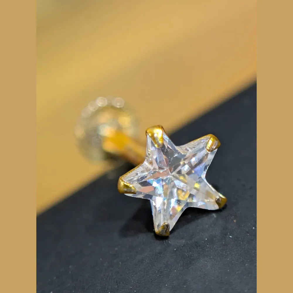 Product image of Starry Glow Nosepin Cum Earrings One Gram Gold Finish – image 4
