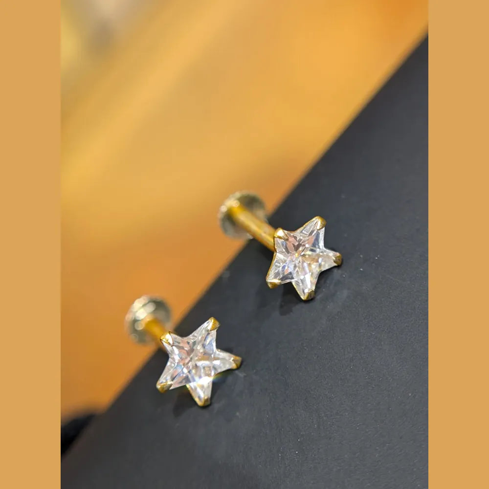 Product image of Starry Glow Nosepin Cum Earrings One Gram Gold Finish – image 5