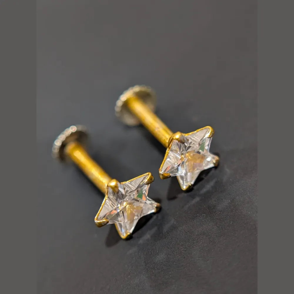 Product image of Starry Glow Nosepin Cum Earrings One Gram Gold Finish – image 6