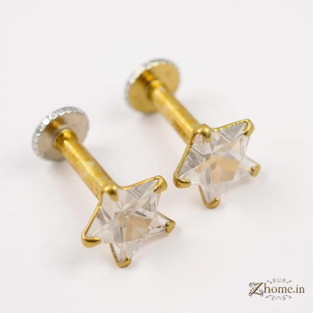 Product image of Starry Glow Nosepin Cum Earrings One Gram Gold Finish – image 2