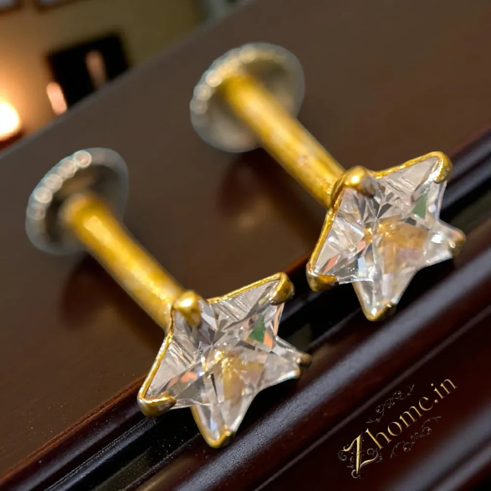 Product image of Starry Glow Nosepin cum Earrings – One Gram Gold Finish – image 1