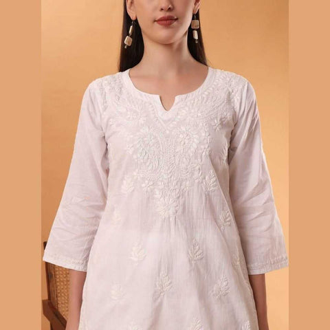 Timeless White Chikan Kurti Set