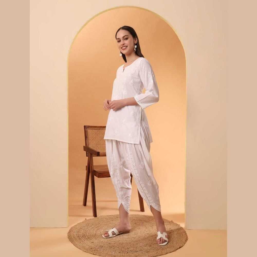 Timeless White Chikan Kurti Set