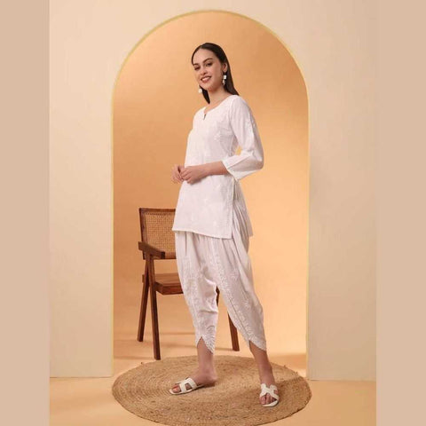 Timeless White Chikan Kurti Set