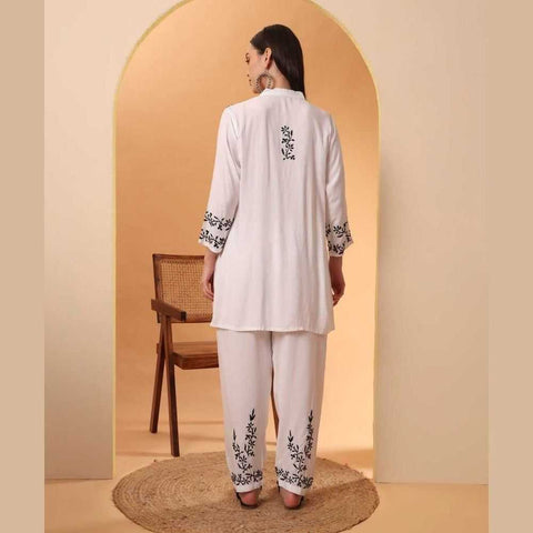 Timeless White Chikan Kurti Set