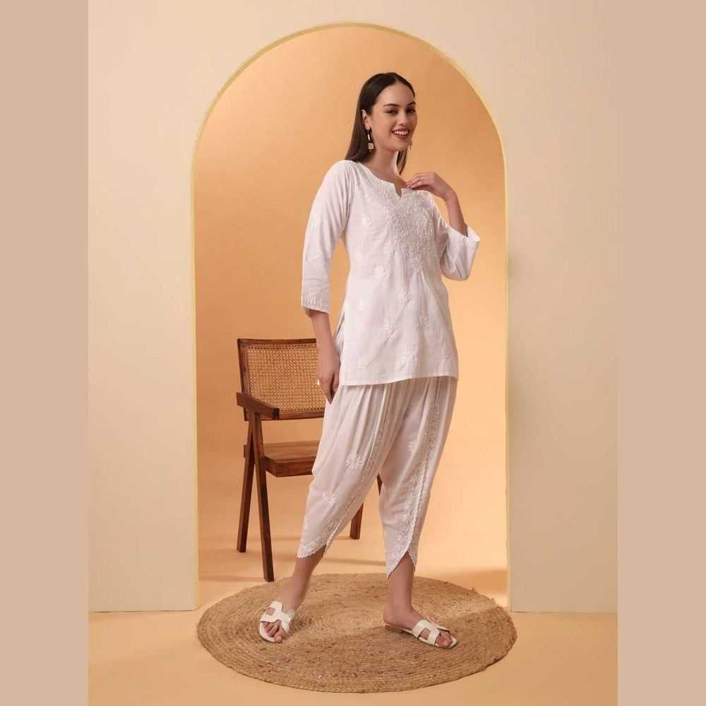 Timeless White Chikan Kurti Set