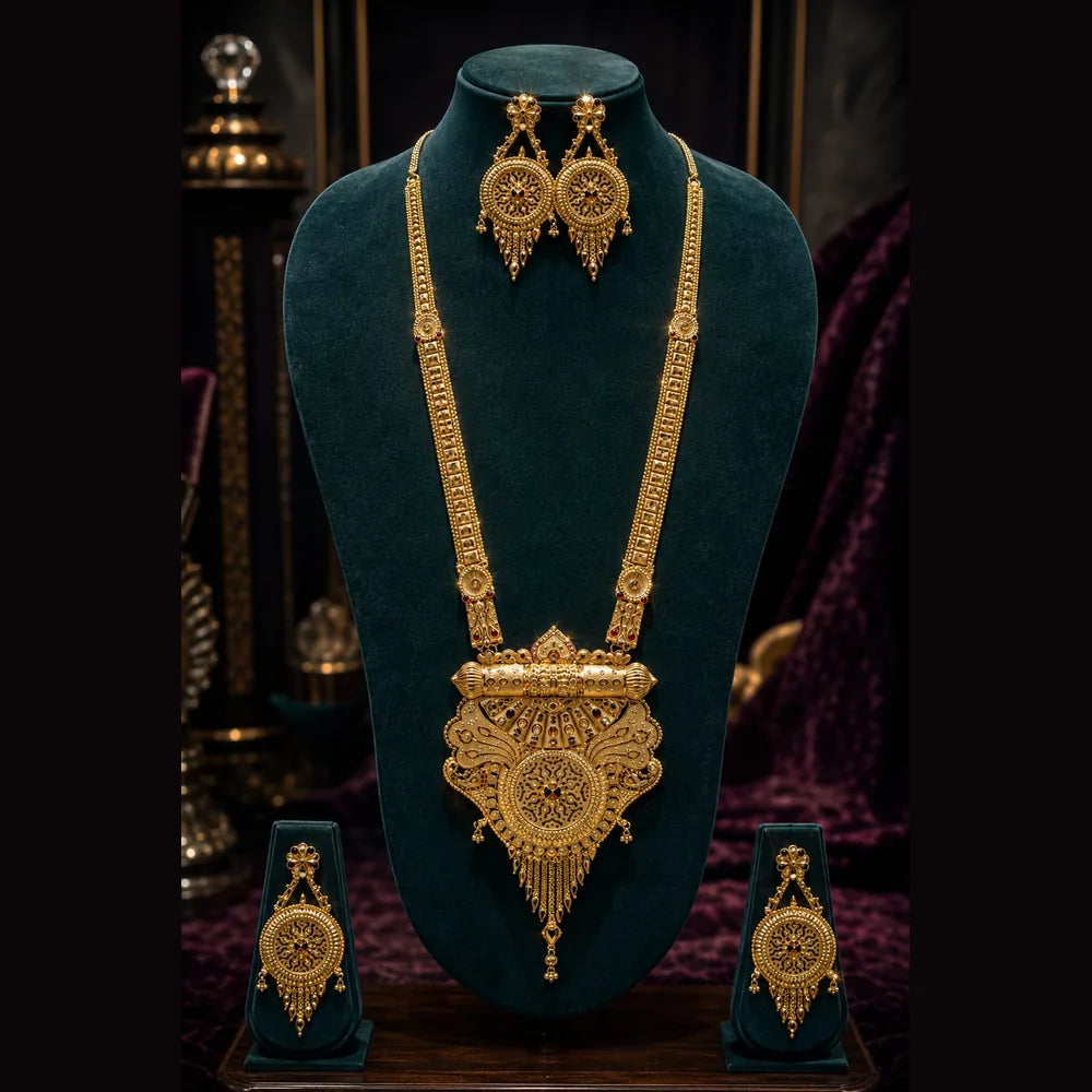 ZHOME ZEVAR Traditional Gram Gold Necklace Set – Handcrafted Indian Bridal Jewellery