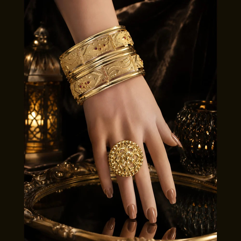 ZHOME ZEVAR Traditional Gram Gold Necklace Set – Handcrafted Indian Bridal Jewellery