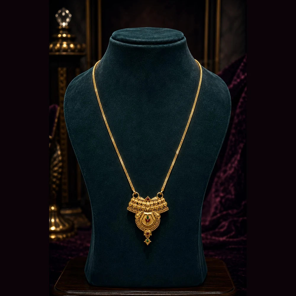 ZHOME ZEVAR Traditional Gram Gold Necklace Set – Handcrafted Indian Bridal Jewellery