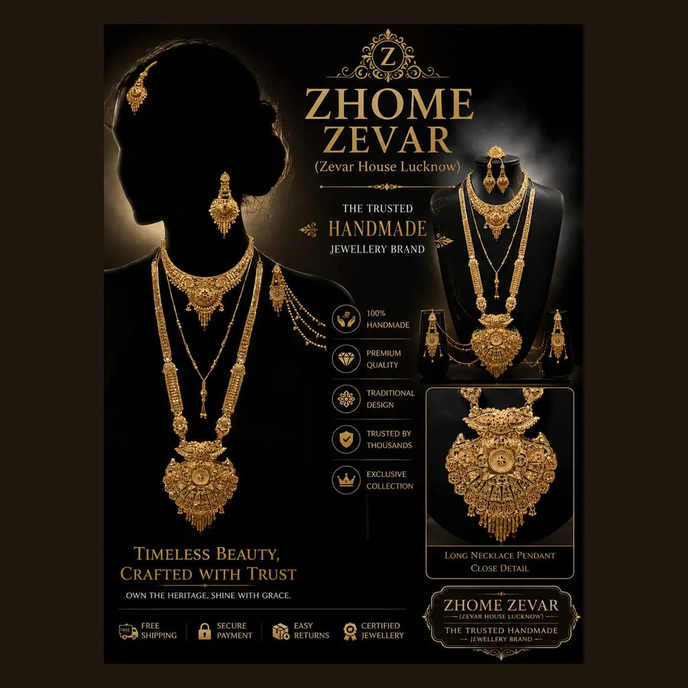 ZHome Zevar Gram Gold Full Dulhan Jewellery Set Looks Like Real Gold