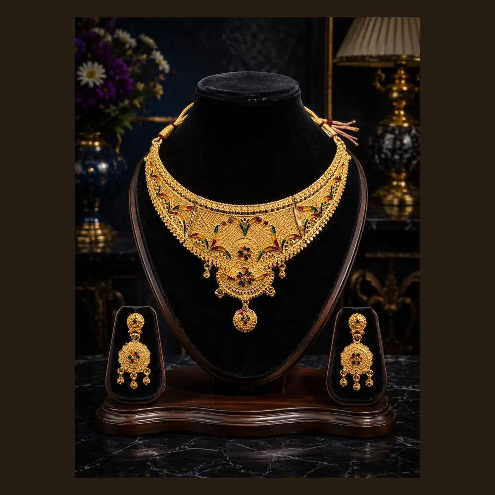 ZHome Gram Gold Full Dulhan Bridal Jewellery Set – Premium Real Gold Look Wedding Collection