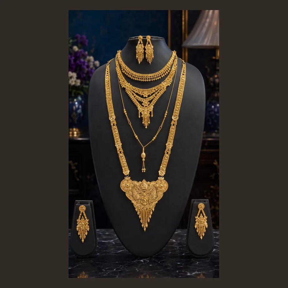 ZHome Gram Gold Full Dulhan Bridal Jewellery Set – Premium Real Gold Look Wedding Collection
