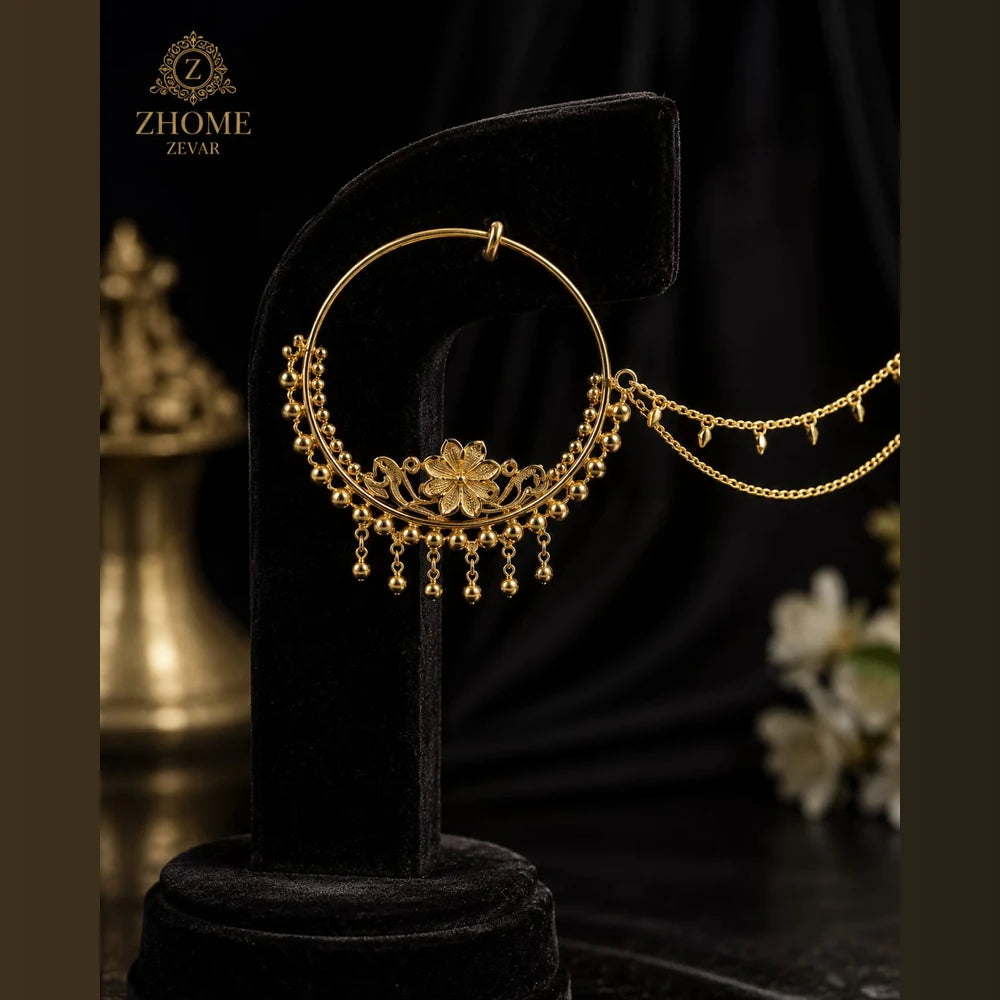 Royal Bridal One Gram Gold Necklace Set with Choker, Long Haar, Earrings, Nath & Maang Tikka