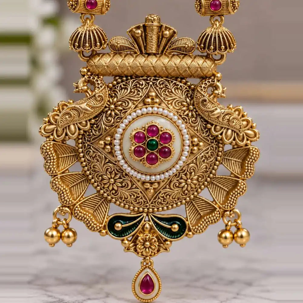 Traditional Kundan Gold Plated Bridal Necklace Set with Earrings – ZHOME Zevar